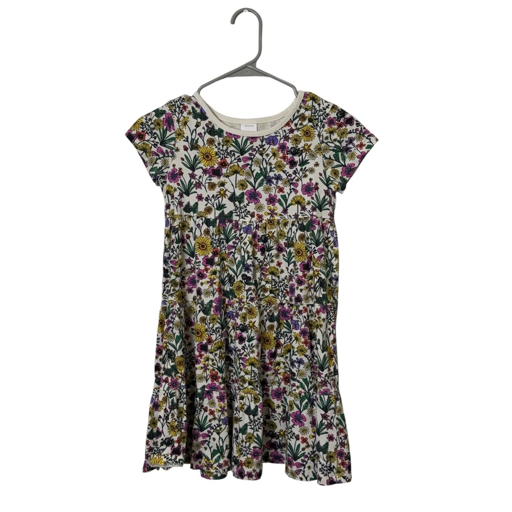 Hanna Andersson Purple & Yellow Floral Tiered Dress, US 8